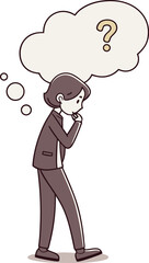 Thinking Person with Question Mark Thought Bubble Vector Illustration
