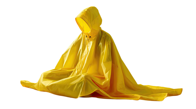The Hidden Figure in the Yellow: The image features a yellow rain jacket and evokes a sense of mystery and solitude. This capture invites the viewer to ponder the hidden presence beneath the fabric.