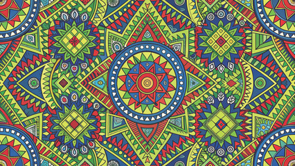 Ethnic Abstract Seamless Pattern Vector Background
