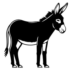Obraz premium Donkey Silhouette Isolated Farm Animal on White Background