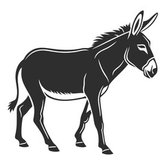 Donkey Silhouette Isolated Farm Animal on White Background