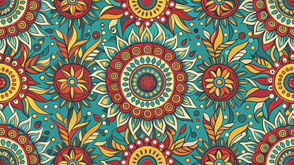 Fototapeta premium Ethnic Abstract Seamless Pattern Vector Background