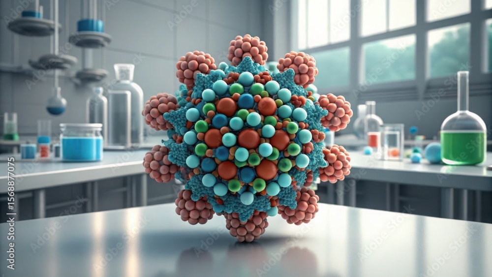 Aufkleber Detailed Macro View of Complex Molecules in a Laboratory Setting