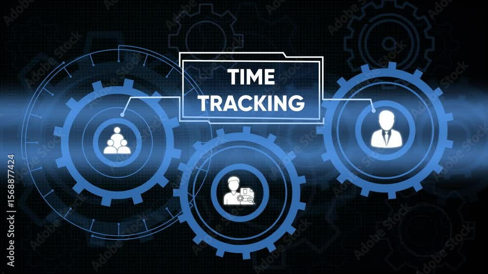 Poster animated time tracking concept depicting efficiency and employee productivity