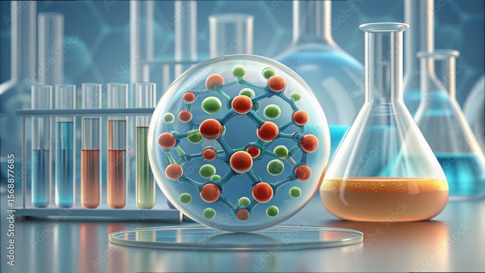Poster detailed macro view of molecular structure in laboratory setting