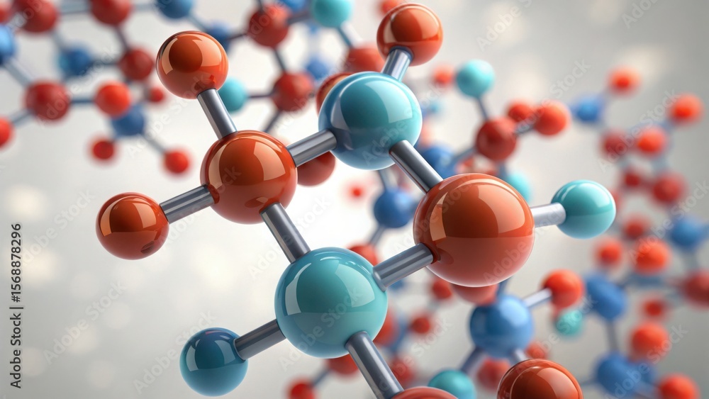 Poster photorealistic macro interaction of colorful molecules in gigapixel quality