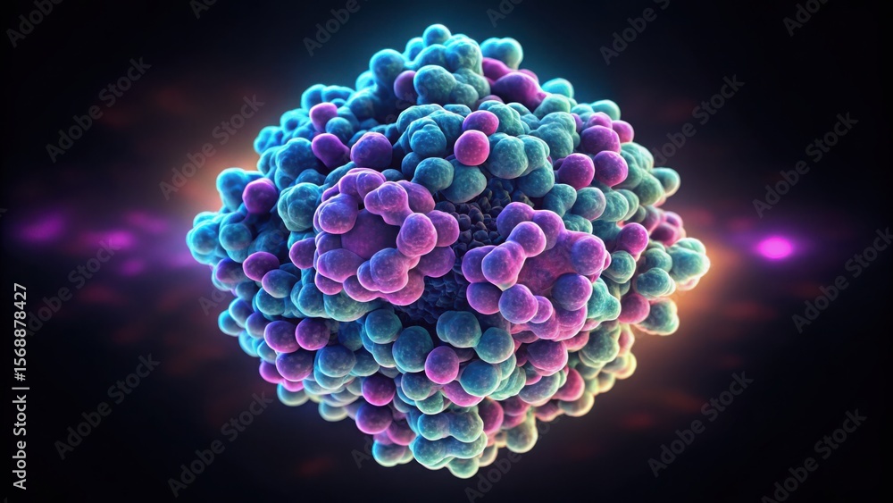 Aufkleber Glowing Molecule in Ultraviolet Light Visualization of Microscopic Structure