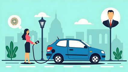 Government Incentives for Electric Vehicles: Official Emblems and Policy Support in Sustainable Transport - Stock Photo Concept with Empty Space