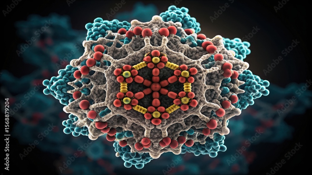 Poster detailed view of molecular structure under microscope in high resolution