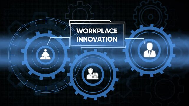 Blue gears with workplace innovation theme representing teamwork and technology