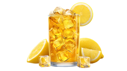 Glass of Iced Tea with Lemon Slice and Ice – Refreshing Summer Drink