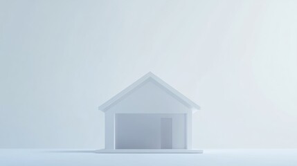 Minimalist White House Model on Light Blue Background for Architectural Design Concepts