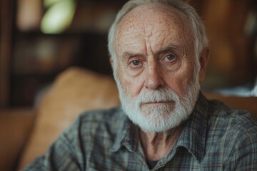 Stressed senior man worrying about his illness, specifically cancer, Generative AI