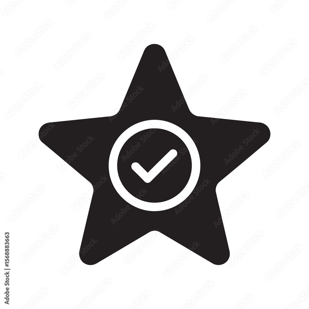 Poster best choice and quality certification icon with a star and check mark representing a premium product