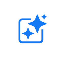 Blue Ai generated symbol. Artificial intelligence icon. Vector illustration.
