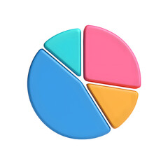 3D Pie Chart Illustration for Data Visualization and Analytics