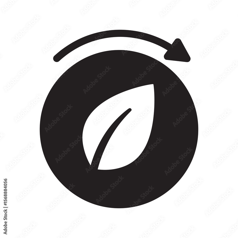Poster ecology leaf icon in a circular arrow representing a renewable resource concept for environmental pr