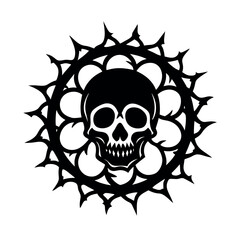 Obraz premium skull surrounded by gothic vine outlines