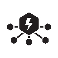 Obraz premium Energy distribution network icon with lightning bolt symbol representing a smart grid power system and electricity infrastructure for modern technology vector solid glyph