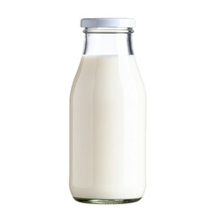 milk in glass bottle isolated on white or transparent png