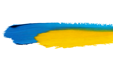 Vibrant brushstroke of blue and yellow on black, symbolizing Ukrainian colors