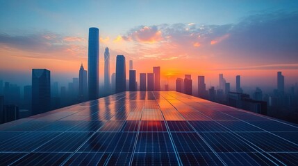 A futuristic solar farm powering an entire smart city with AI-managed energy grids 