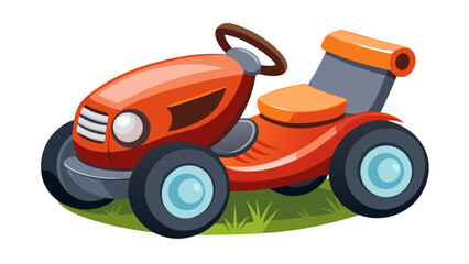 Glossy Toon Style Ride On Lawn Mower Illustration
