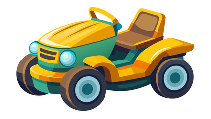 Glossy Toon Style Ride On Lawn Mower Illustration