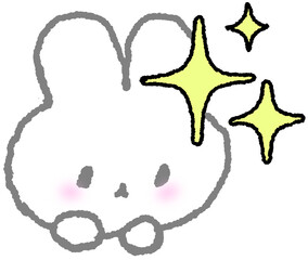 반짝이는 효과 옆에 있는 토끼 캐릭터 일러스트 © titi.drawing