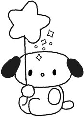 별풍선을 들고 있는 강아지 캐릭터 손그림 일러스트