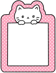 고양이 땡땡이 프레임 메모 일러스트