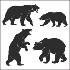 Hand drawn animals silhouette illustration