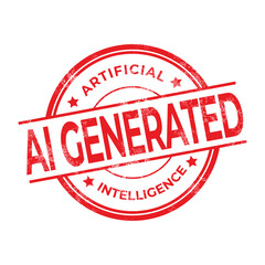 Ai generated red stamp isolated on white background.