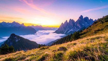 Fototapeten A breathtaking view unfolds at dawn's first light.   © 和正 住原