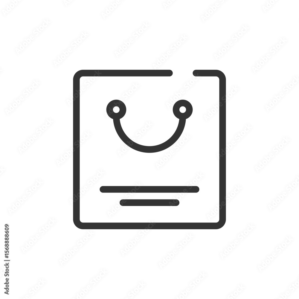 Aufkleber outline drawing of a shopping bag with handles and horizontal lines in a minimalist style design art