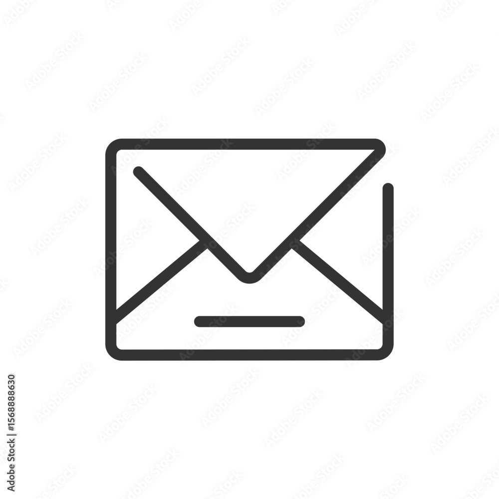 Poster illustration of a simple line drawing of an envelope with a horizontal line below it design