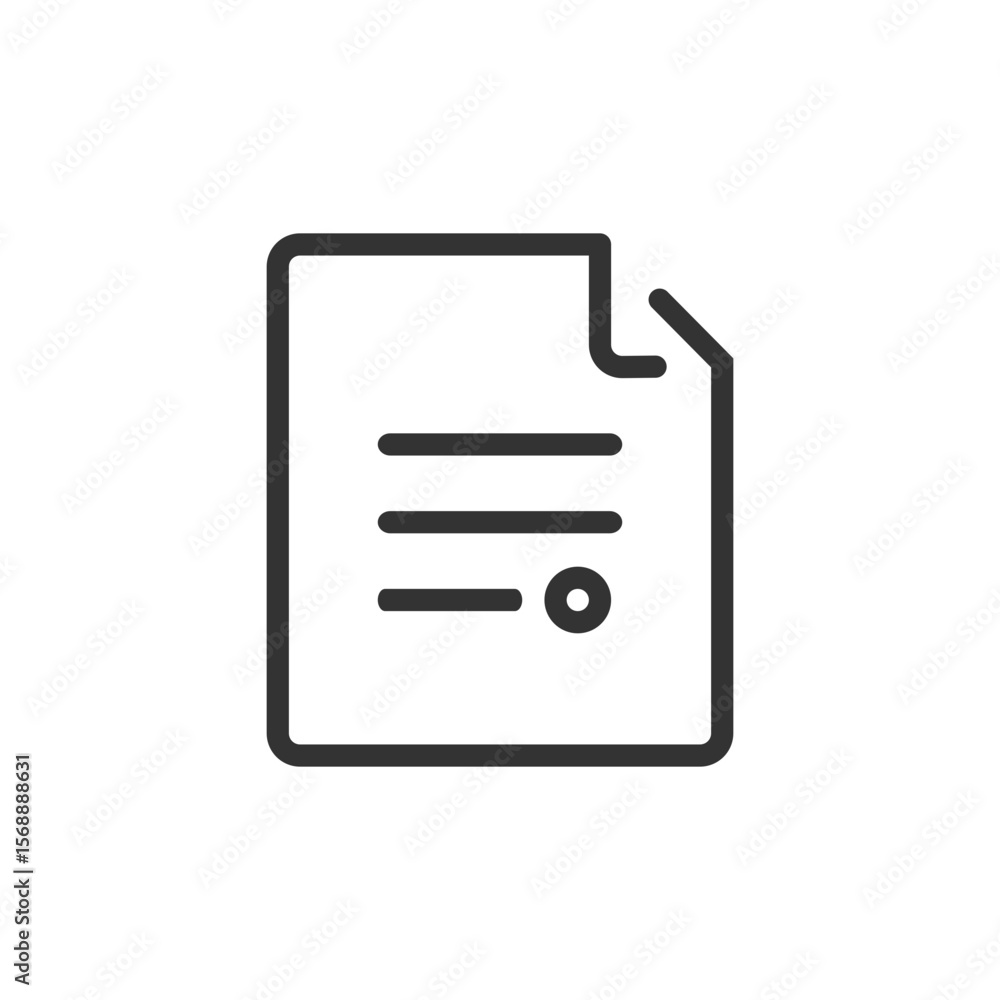 Poster illustration of a document with lines and a circle representing text on a white background page view