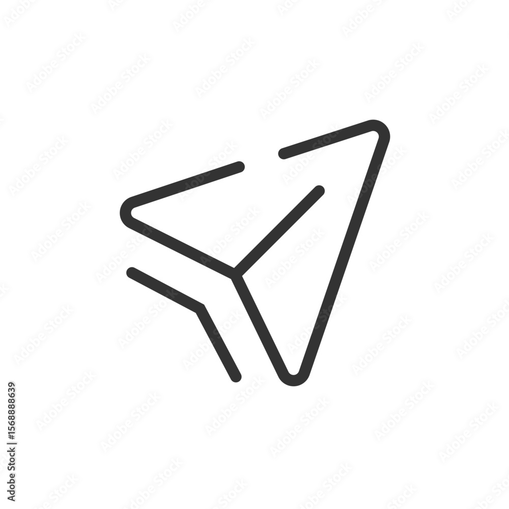 Poster abstract outline drawing of a stylized triangular shape with geometric extensions on the left side