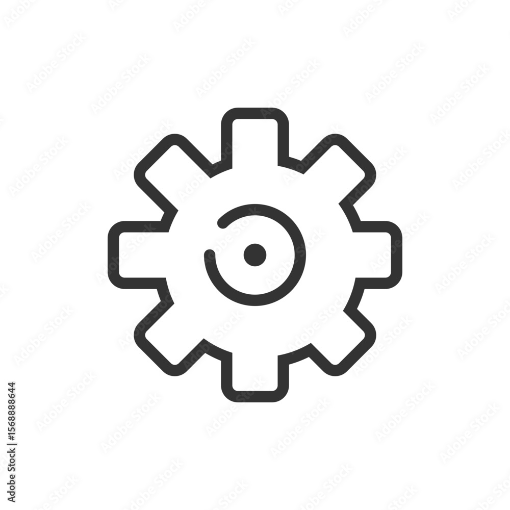 Aufkleber illustration of a single gear with a circular design inside on a white background view from the fron