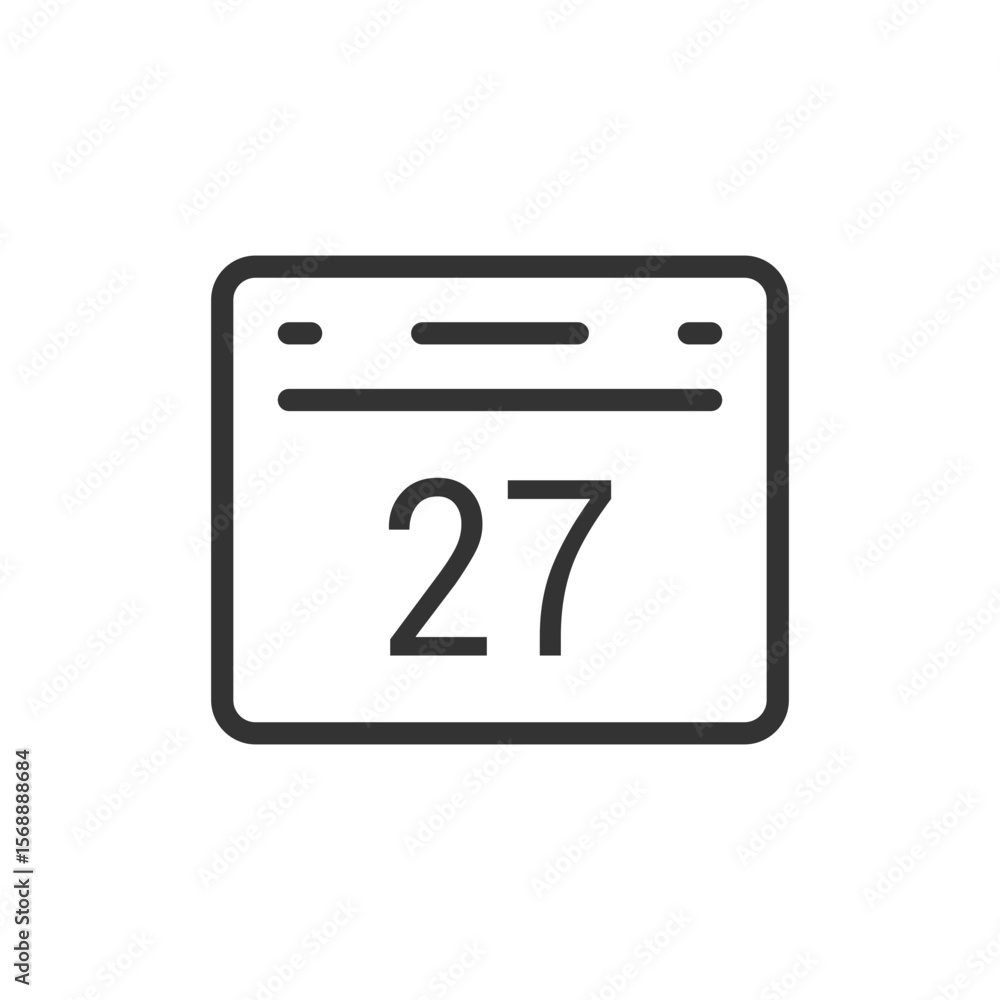 Poster illustration of a calendar icon displaying the twenty seventh day of the month in simple line art