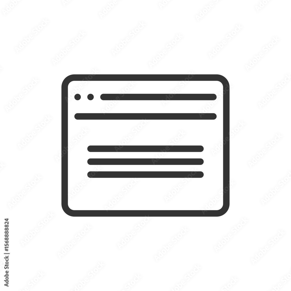 Poster illustration of a simple browser window with three horizontal lines inside the frame design view