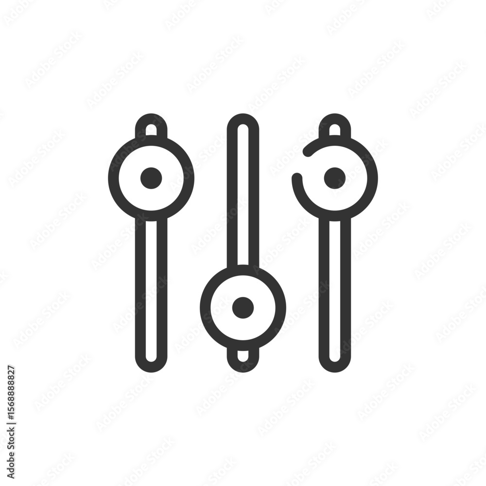 Poster three vertical sliders with circular knobs for adjusting settings in an application interface design