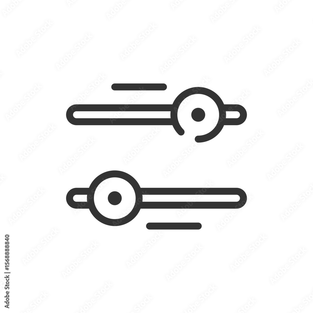 Poster two horizontal sliders with circular knobs and short lines indicating movement on white background