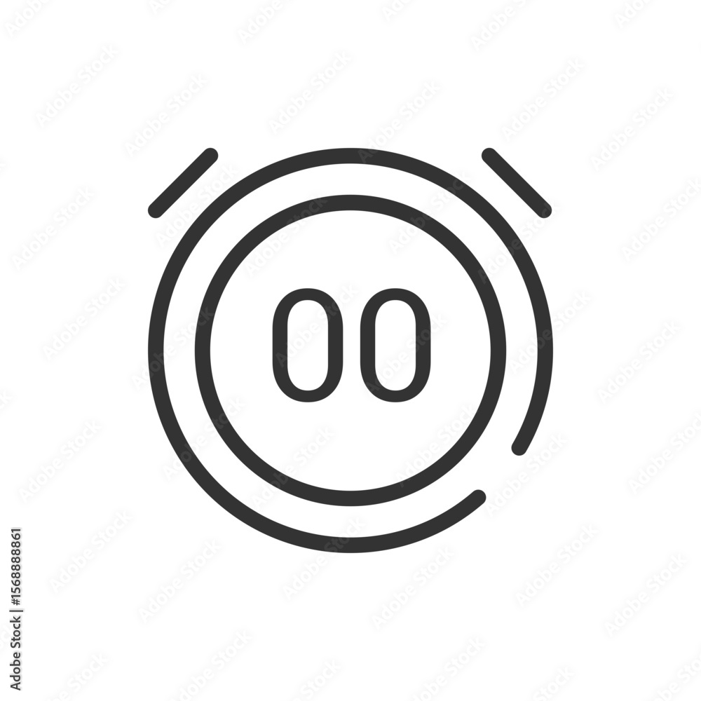 Poster illustration of a timer with double circles and two dashes indicating time passing and zero zero ins