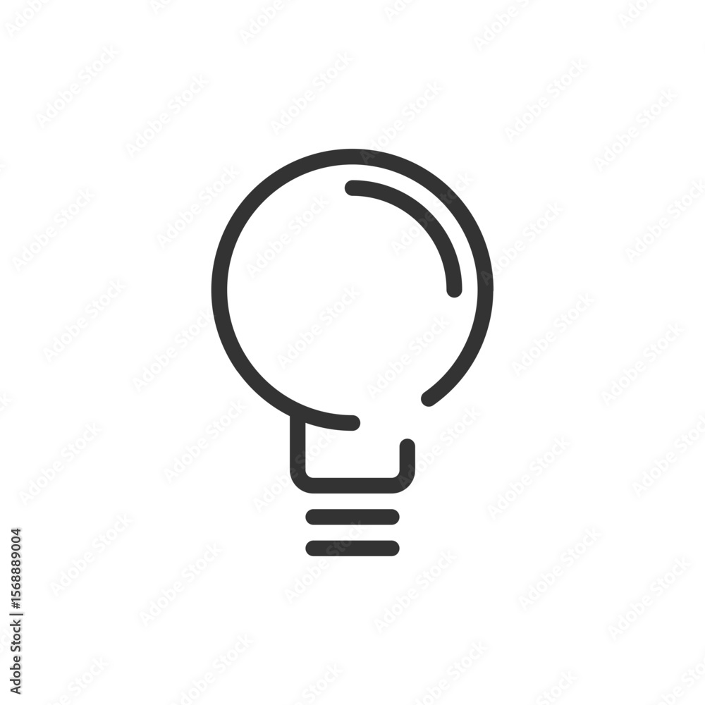 Poster an illustration depicting a lightbulb with a round bulb and a linear base on a white background spac