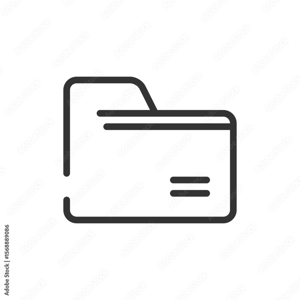 Poster illustration of a simple black and white folder icon with two horizontal lines on the front side