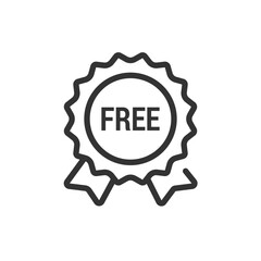 Illustration of a free badge with a wavy edge and ribbon, indicating a special offer or promotion
