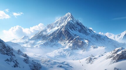 Obraz premium Majestic mountain climbing adventure snowy landscape natural wonder high altitude inspirational viewpoint