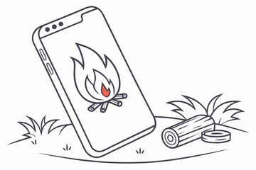 Modern Bonfire Icon for Travel Interfaces