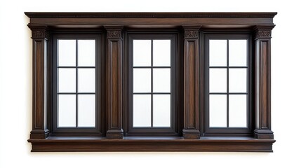 Elaborate Window Frame with Decorative Elements Isolated on White